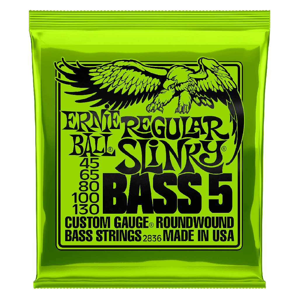 [CUER0065] Juego de cinco (5) cuerdas Ernie Ball 2836 Slinky Nickel Wound Regular para bajo
